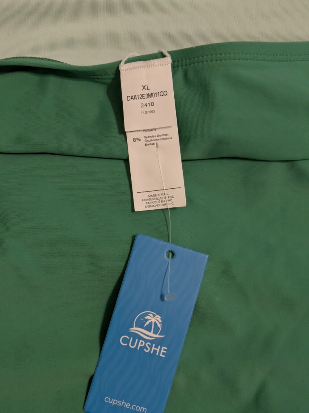 Cupshe Green One Piece Swimsuit XL Ruched Tummy Control Halter Neck Padded NWT - Picture 3 of 9